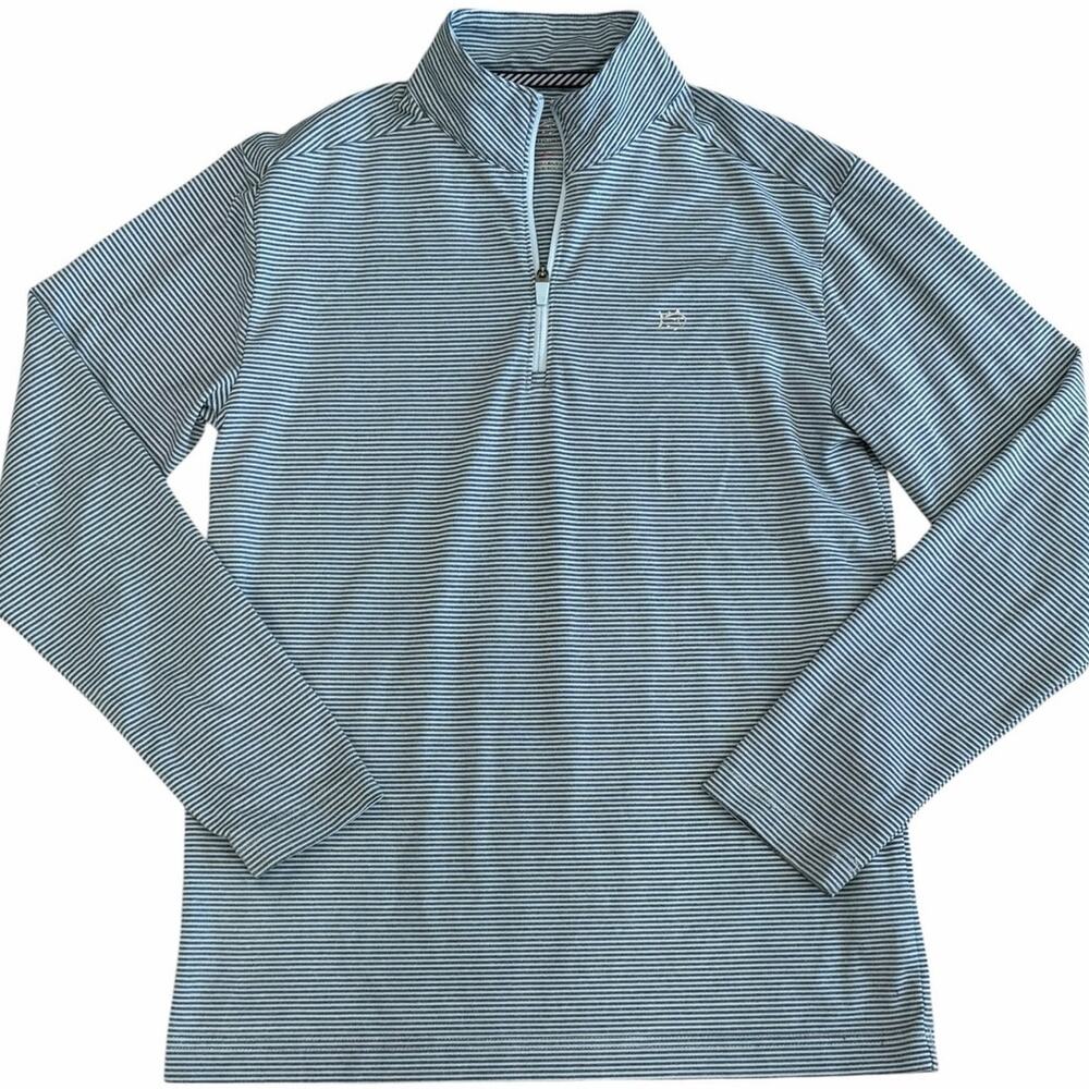 Southern Tide Boys Quarter Zip Pullover Blue Stripe Large 12-14y